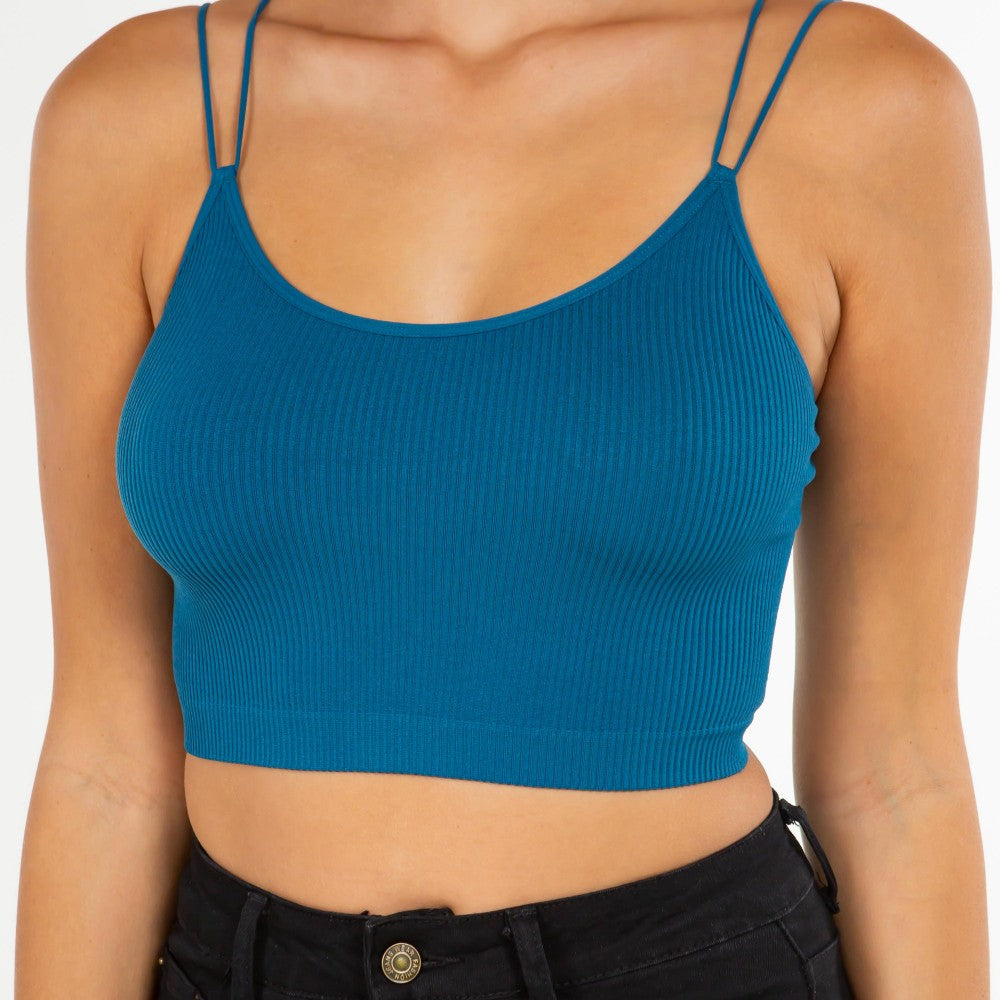 Strappy Ribbed Crop Tank Top