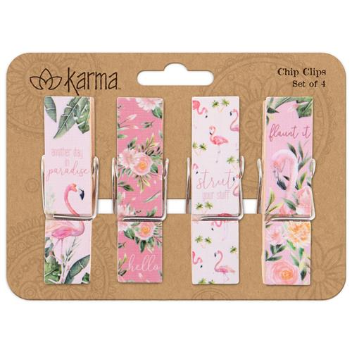 Karma Chip Clips Flamingo Patterns