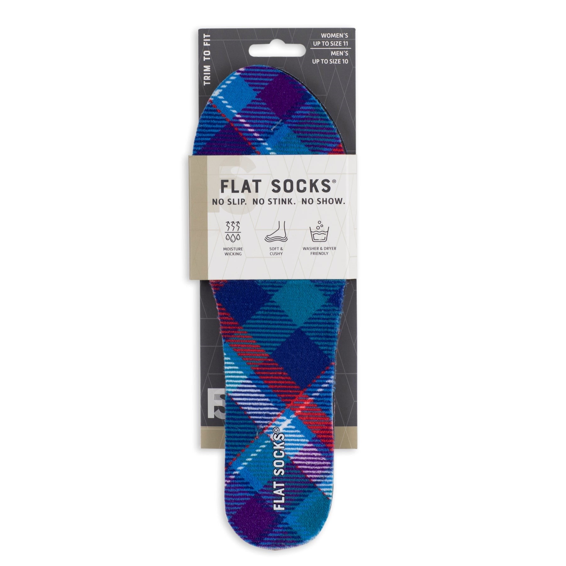 Blue Plaid Flat Socks