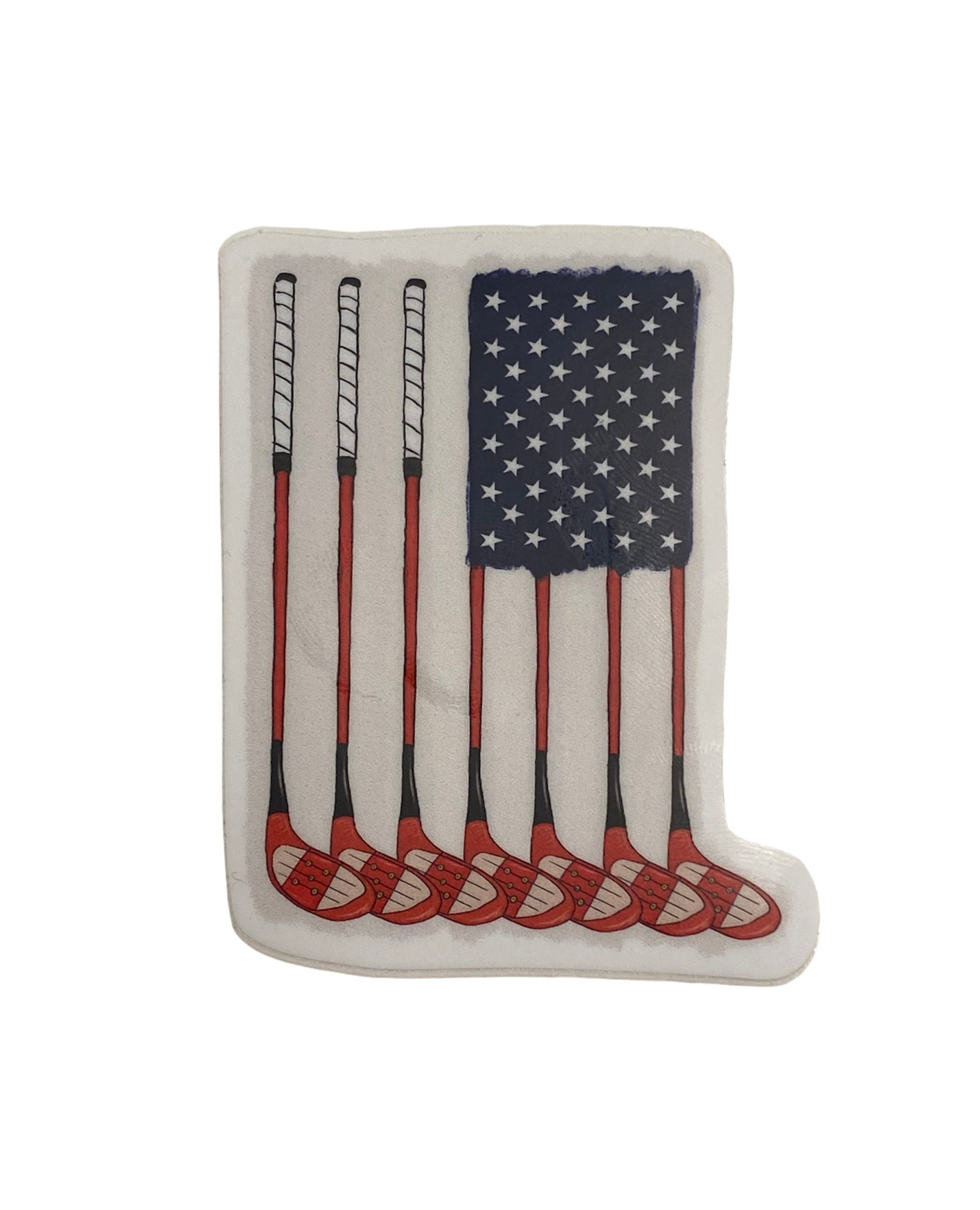 American Flag Golf Clubs Sticker