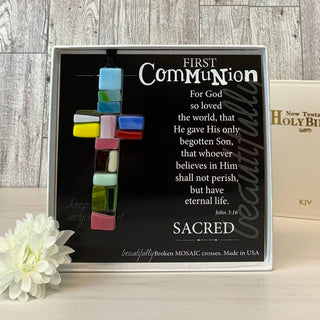 First Communion Gift Cross: Handmade Glass