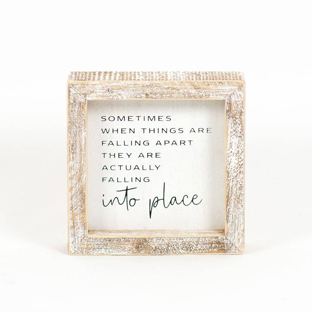 Falling Into Place Wood Framed Sign