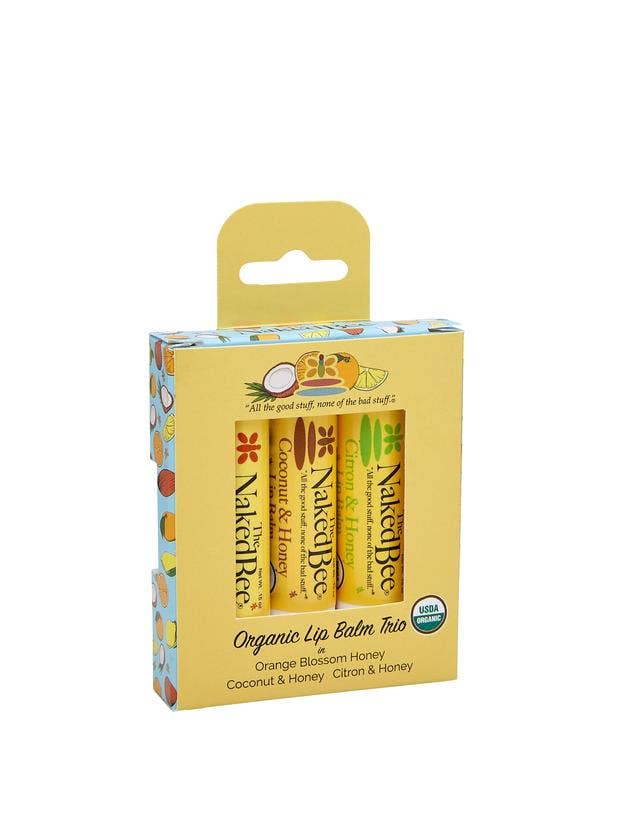 The Naked Bee 3 Pack Organic Lip Balm Gift Set