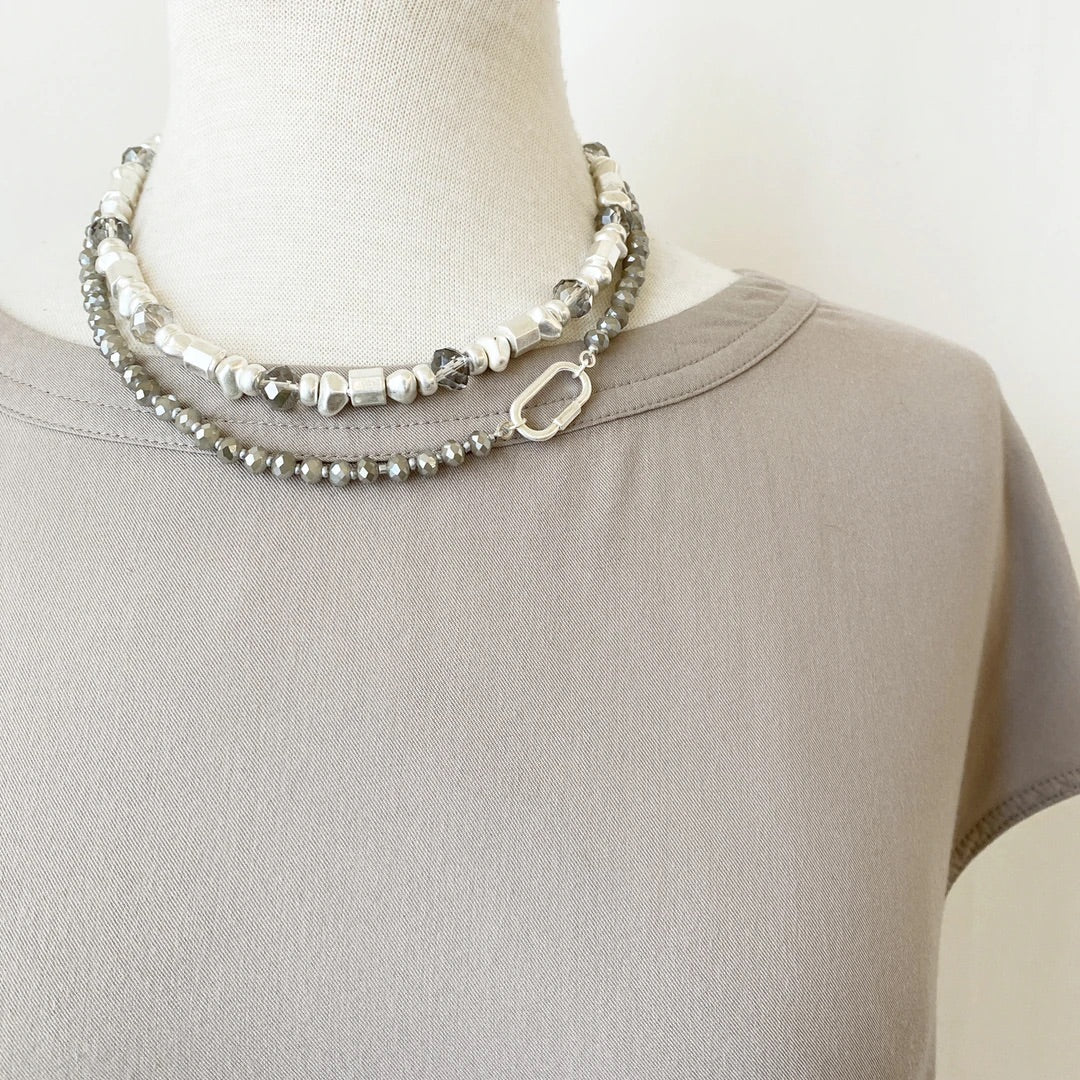 Grey & Silver Double Layered Necklace