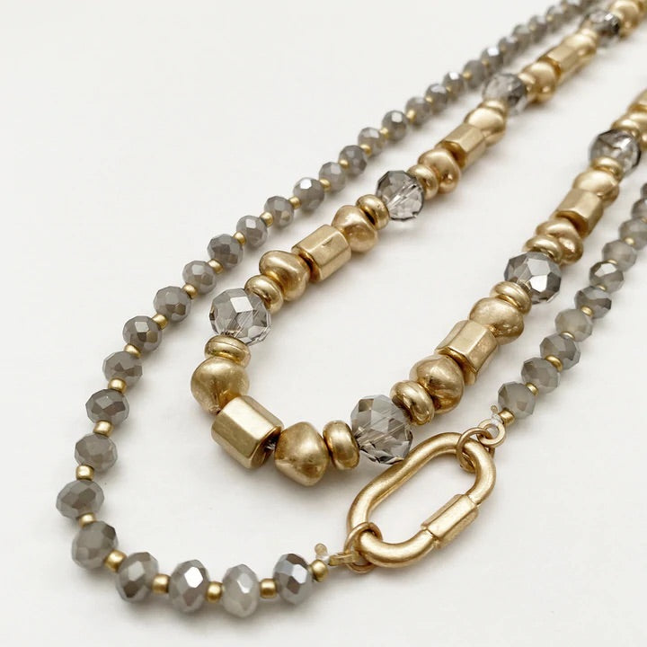 Grey & Gold Double Layered Necklace