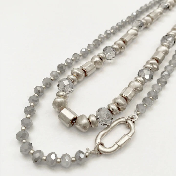 Grey & Silver Double Layered Necklace