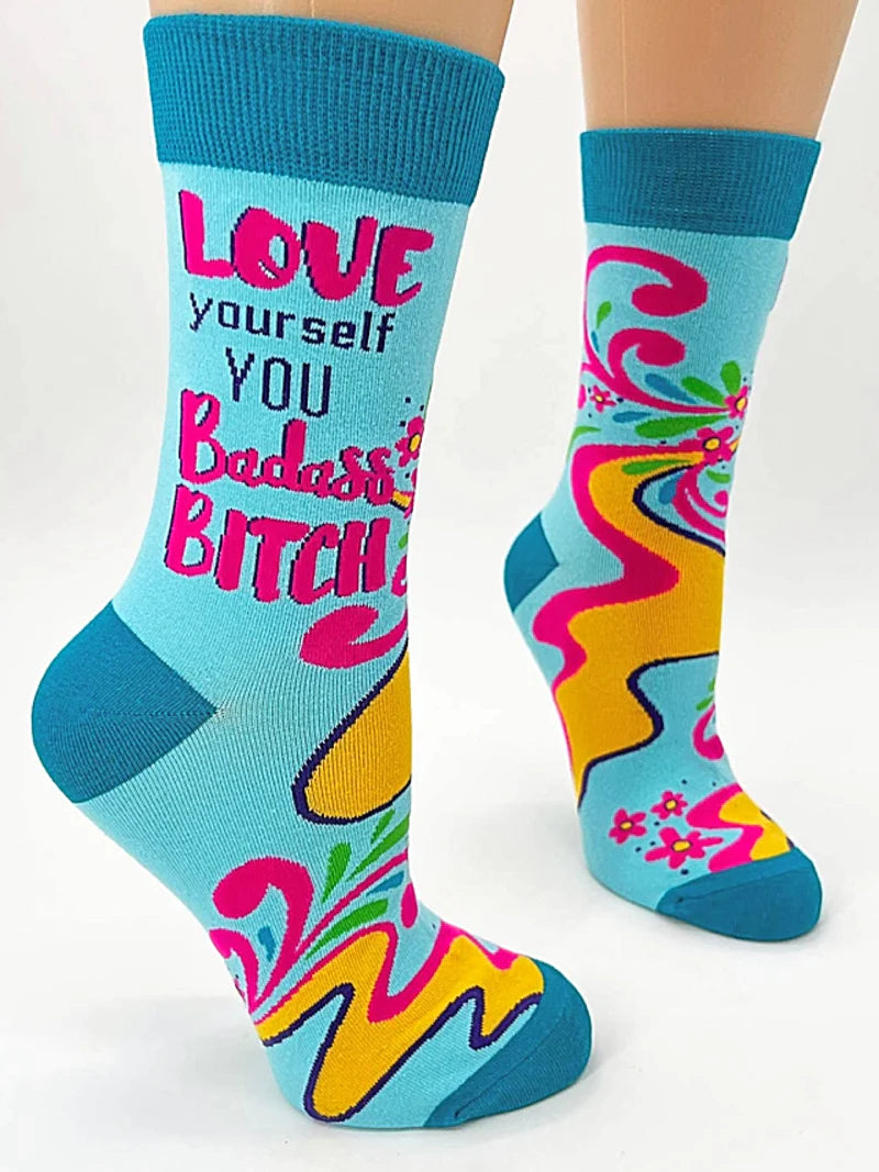 Love Yourself You Badass Bitch Ladies Crew Socks