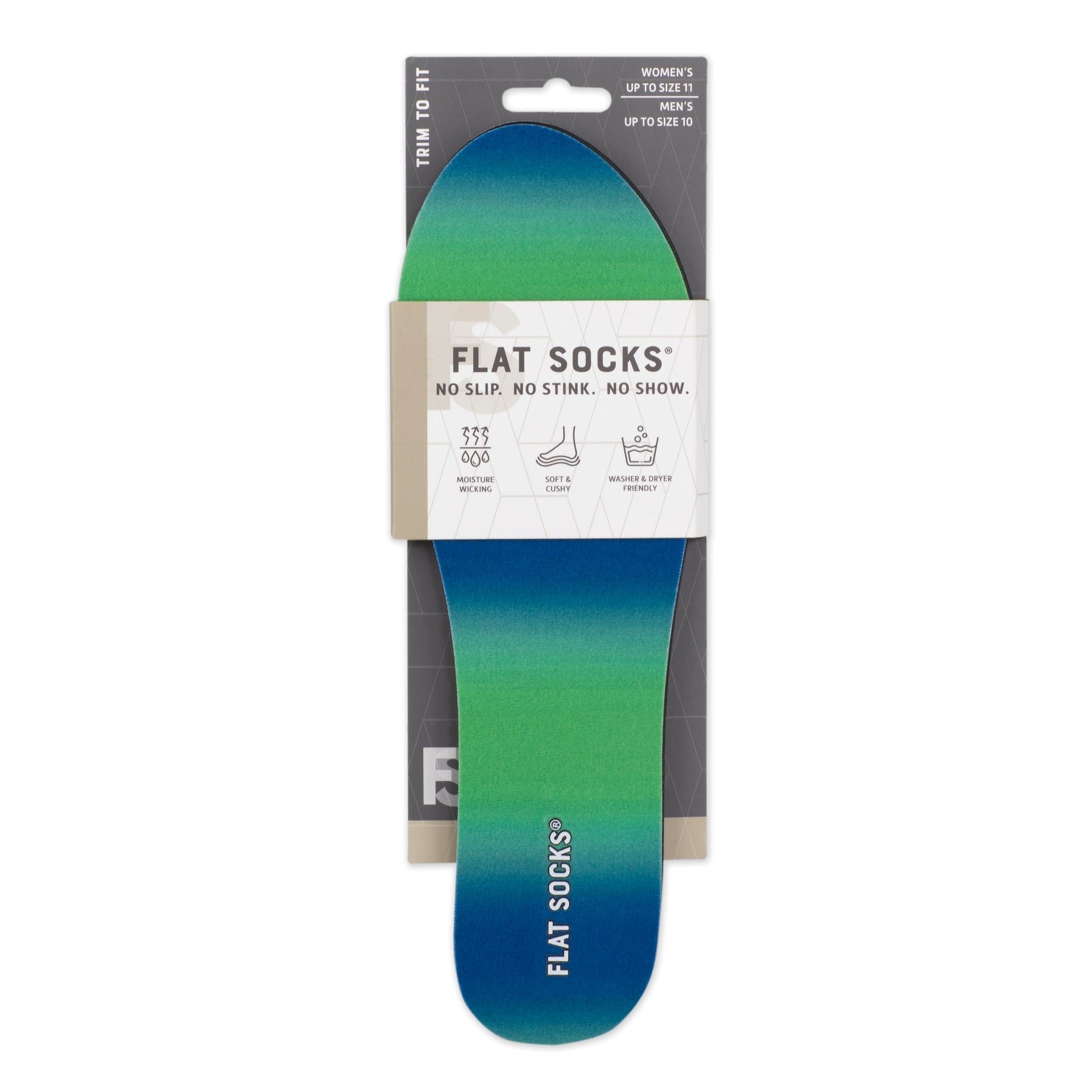 Blue Green Ombre Flat Socks