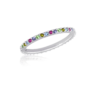 Thin Multi Cubic Zirconia Diamond Stacks Ring STK47